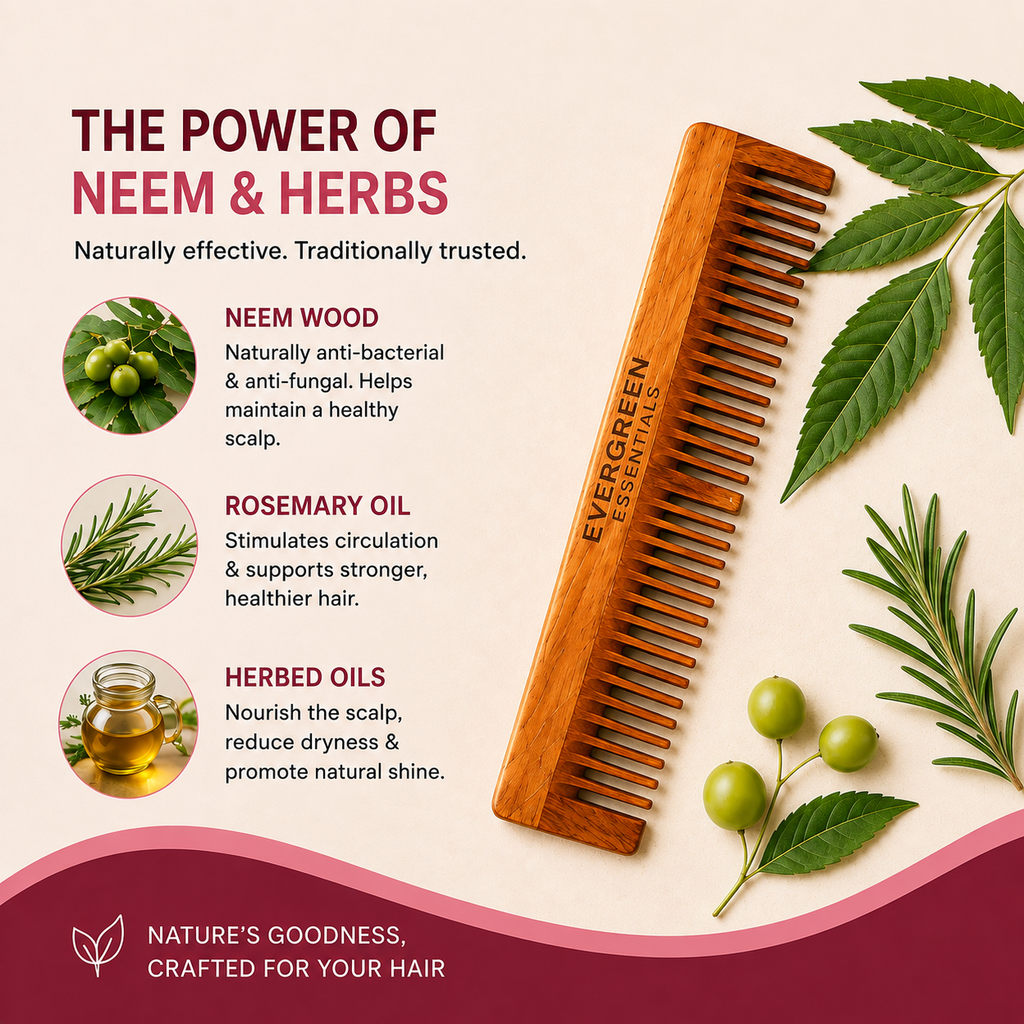 Dual Bristle – Lilly Neem Comb (Rosemary Oil treated)