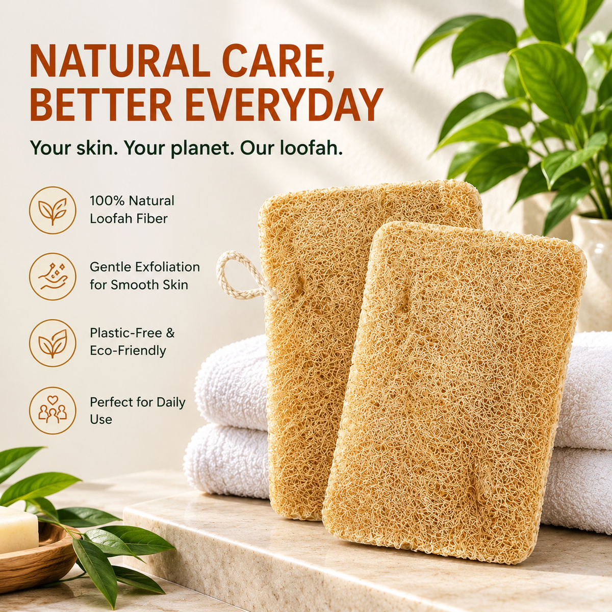 Sun Dried Loofah - Twin Pack