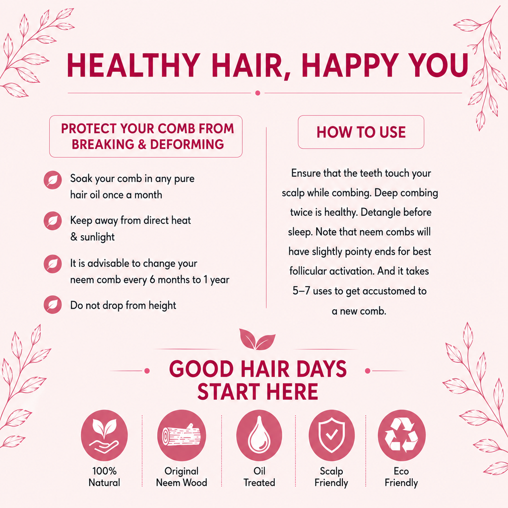 Handle - Neem Comb (Rosemary Oil treated)